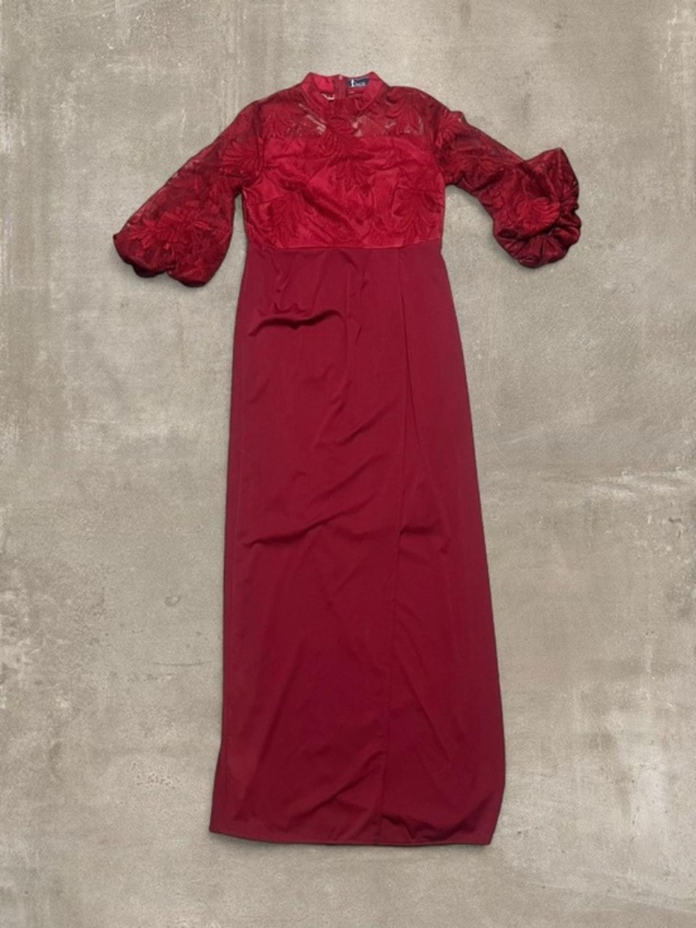 Vintage Coco Collection Burgundy Lace Maxi Dress | Sheer Sleeve Formal Gown